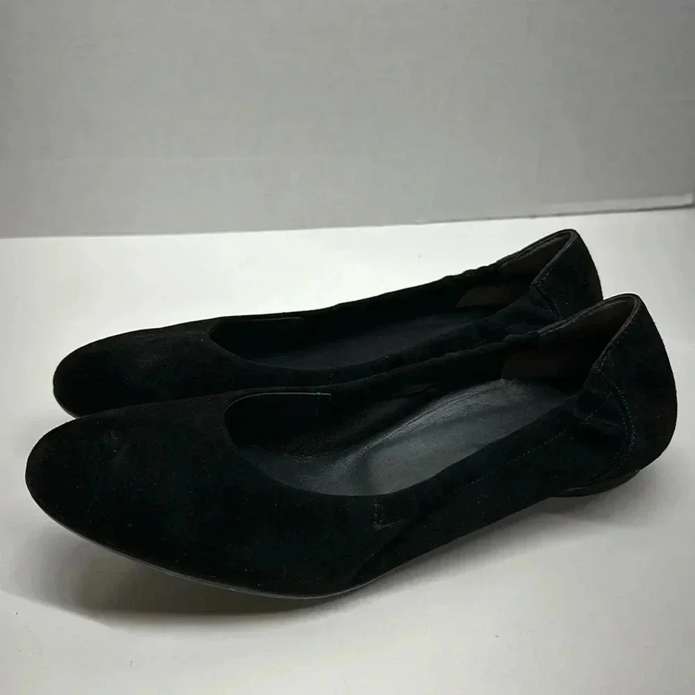 Paul Green Suede Scrunch Ballet Flats Slip On Designer Shoes Black UK 5.5 / US 8